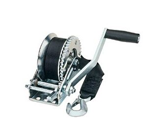 stainless trailer hand winch with strap and hook – 1600/2000 lbs