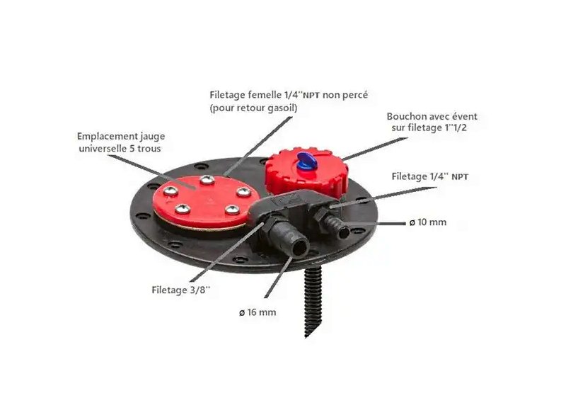 Φλάντζα Επιθεώρησης Δεξαμενής Καυσίμου CAN-SB με Παροχή, Εξαερισμό & Υποδοχή Μετρητή 1 CAN-SB fuel tank inspection flange with vent and connections