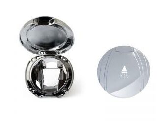 Chrome flush-mount shower box with internal holder and lid