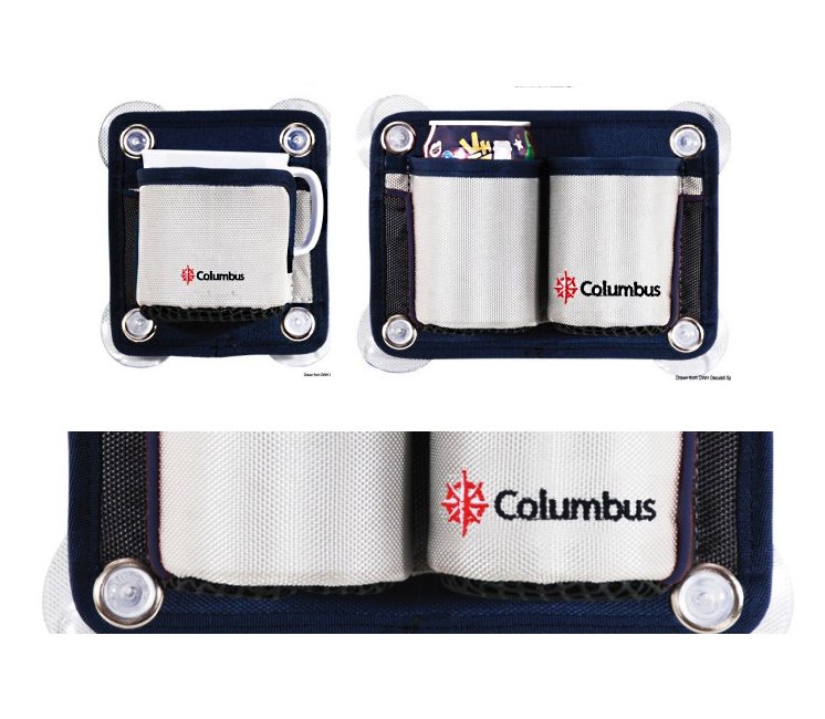 Ποτηροθήκη Υφασμάτινη COLUMBUS με Βεντούζες (Μονή ή Διπλή) 1 Columbus double fabric cup holder with suction cups for boats