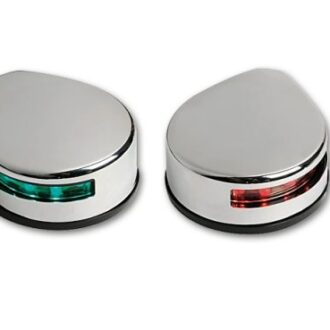 Stainless steel deck mount LED side navigation lights red green pair