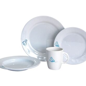 16-piece nautical dinnerware set with sailboat motif