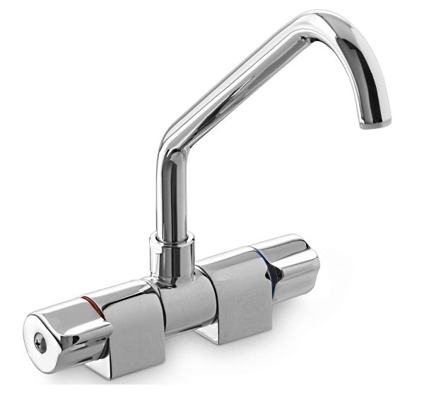 Μπαταρία Νεροχύτη Inox Διπλή για Σκάφη 1 Double inox galley faucet for boats with swivelling spout