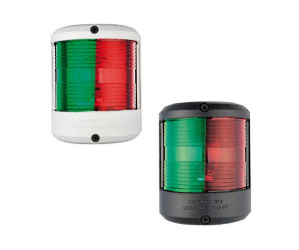 Διπλός Φανός Πλευράς Κόκκινο–Πράσινο για Σκάφη έως 20m (Λευκό ή Μαύρο Σώμα) 1 Dual red and green navigation light for boats up to 20m with white or black housing