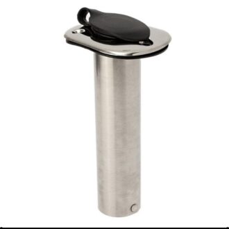 Flush mount stainless steel 90° fishing rod holder with cap