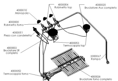 Gas cooker CU2000 spare parts diagram