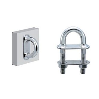 Heavy duty stainless steel U-bolt M16x160 with double backing plates for boats