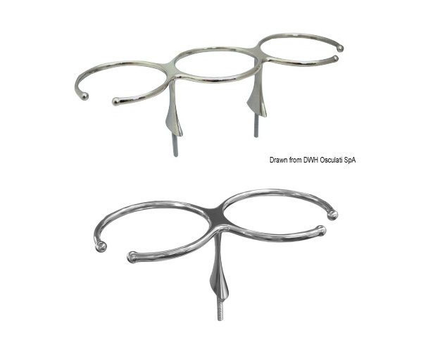 Ποτηροθήκη Inox AISI 316 Επικαθήμενη 2 ή 3 Θέσεων 1 Stainless steel AISI 316 boat cup holder 2 and 3 positions