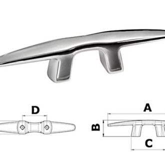 Stainless steel silhouette boat cleat low profile 150–250 mm