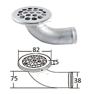 Stainless steel 90-degree marine deck drain