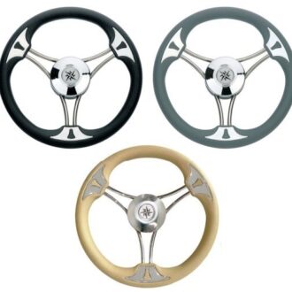 Inox sport marine steering wheel 35cm 3-spoke in grey black beige
