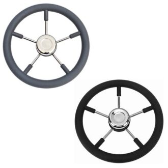 Stainless steel boat steering wheel with polyurethane grip