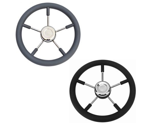 Τιμόνι INOX με Λαβή Πολυουρεθάνης (32–34cm) 1 Stainless steel boat steering wheel with polyurethane grip