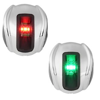 Stainless steel vertical LED navigation light set red and green for boats up to 20m