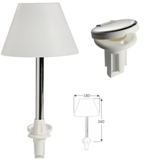Marine Cockpit Table Lamp Inox 12V with Plug and Plastic Shade