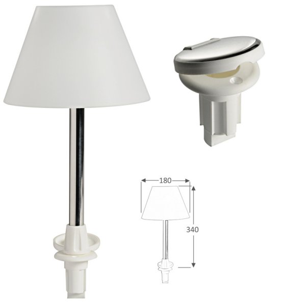 Φωτιστικό Τραπεζιού Σκάφους Inox με Πρίζα – Abat-Jour 12V 1 Marine Cockpit Table Lamp Inox 12V with Plug and Plastic Shade