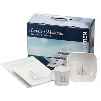 Melamine square dinnerware set 16pcs with sailboat design