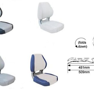 Sirocco folding boat seat in grey, white and blue-white colour options