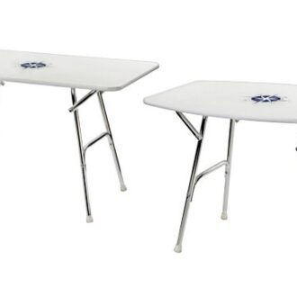 Osculati aluminium boat tables rectangular 110×60 cm and oval 95×66 cm with anodized folding frame