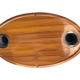 Plastic boat table teak look 76x46 with stainless steel cup holders