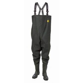 PVC chest waders with integrated boots