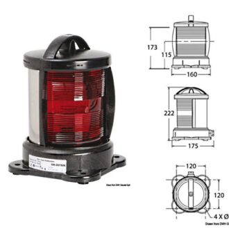 Red 112.5-degree port navigation light for boats up to 50 m
