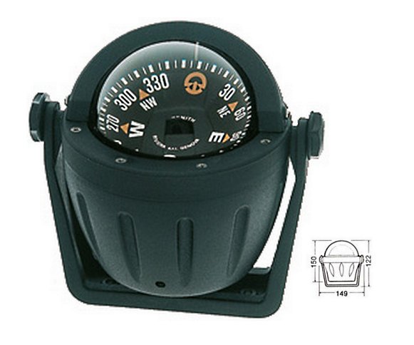 Πυξίδα RIVIERA BZ2 Κρεμαστή (Bracket-Mount) — Γκρι ή Μαύρη 1 Riviera BZ2 bracket-mount marine compass, grey or black