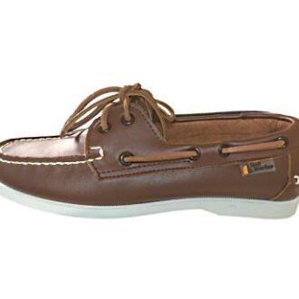 SailMarine brown leather deck shoes with white sole