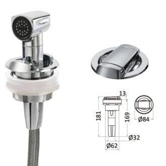 Osculati Saturn vertical deck shower with integrated hot and cold mixer