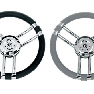 Savoretti Luxury stainless steel boat steering wheel 350mm black and grey