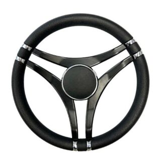 Savoretti T28 Ghost stainless steel boat steering wheel black 350mm