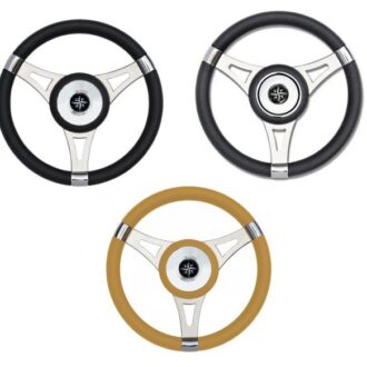Savoretti T29 Lima stainless steel boat steering wheel 350mm in black, grey and beige