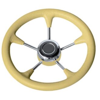 Savoretti T9 beige polyurethane boat steering wheel 35 cm with stainless spokes
