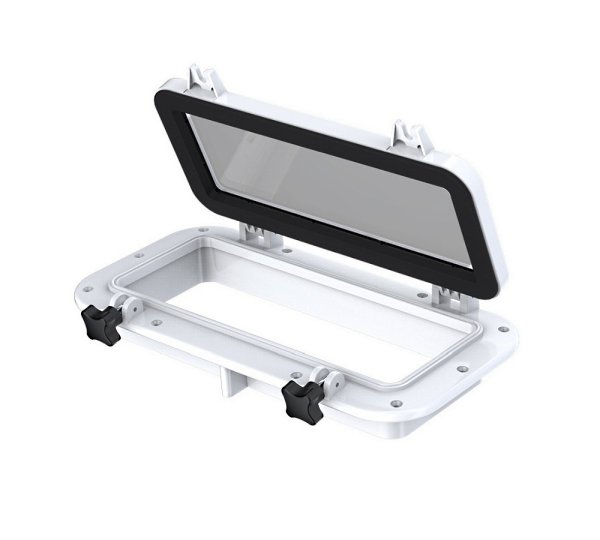 Hatch SEAFLO Ορθογώνιο 20×40 Λευκό με Αμμοβολισμένο Τζάμι 1 SEAFLO rectangular boat hatch 20x40 white