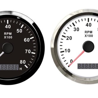 Tachometer with digital hourmeter stainless steel Inox 316 bezel white or black dial