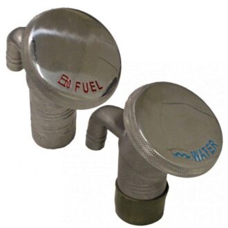Vented angled stainless steel deck fill 38mm for fuel or water