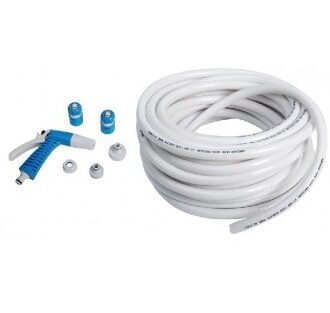 25m white washdown hose with 15 bar spray gun for boats