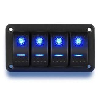 4-gang illuminated rocker switch panel for 12V/24V marine circuits