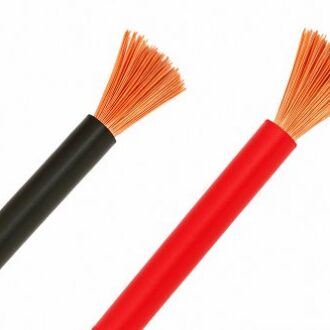 Black and red halogen-free single core cable with stranded copper conductor