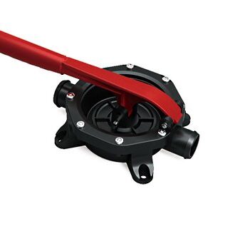 Manual diaphragm bilge pump with red lever for marine use