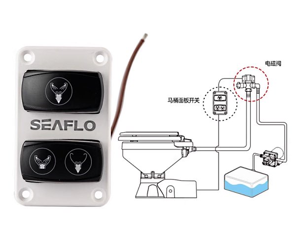 Διακόπτης Panel Ηλεκτρικής Τουαλέτας Σκαφών Seaflo 12/24V 1 Seaflo three-way marine toilet switch panel 12V 24V