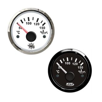 Stainless steel marine water temperature gauge 52 mm – white and black