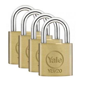 Set of four Yale Essential brass padlocks