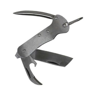 Stainless steel sailing knife with rope cutter and marlinspike