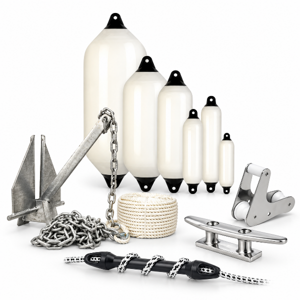 Marine anchoring and mooring equipment – Boat fenders, anchor, chain, rope, cleat and mooring accessories